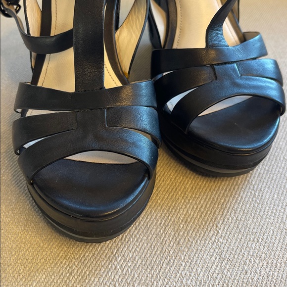 COACH Catalina Black Leather Wedge Sandals | NEW | Size 8 - Picture 5 of 11